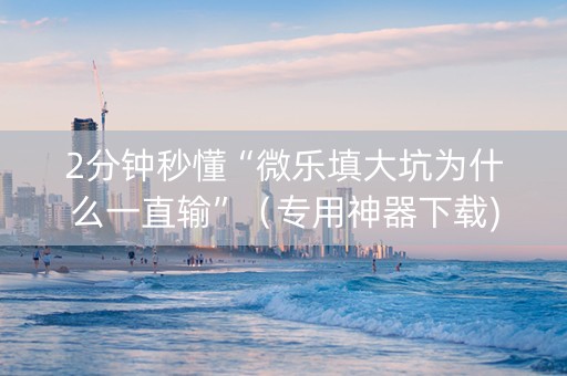 2分钟秒懂“微乐填大坑为什么一直输”（专用神器下载)