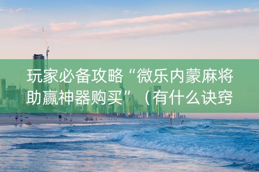 玩家必备攻略“微乐内蒙麻将助赢神器购买”（有什么诀窍)
