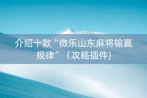 介绍十款“微乐山东麻将输赢规律”（攻略插件)