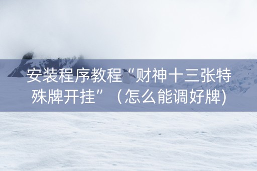 安装程序教程“财神十三张特殊牌开挂”（怎么能调好牌)