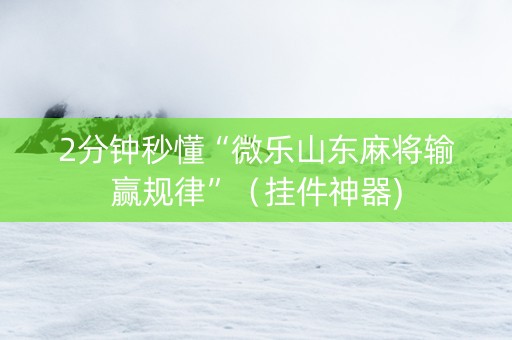 2分钟秒懂“微乐山东麻将输赢规律”（挂件神器)