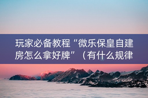 玩家必备教程“微乐保皇自建房怎么拿好牌”（有什么规律)