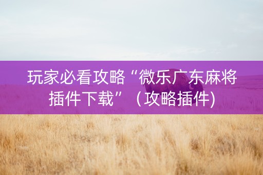 玩家必看攻略“微乐广东麻将插件下载”（攻略插件)