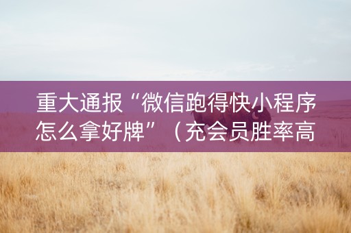 重大通报“微信跑得快小程序怎么拿好牌”（充会员胜率高)