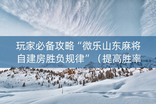 玩家必备攻略“微乐山东麻将自建房胜负规律”（提高胜率技巧)