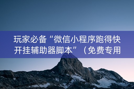 玩家必备“微信小程序跑得快开挂辅助器脚本”（免费专用神器)