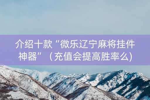 介绍十款“微乐辽宁麻将挂件神器”（充值会提高胜率么)