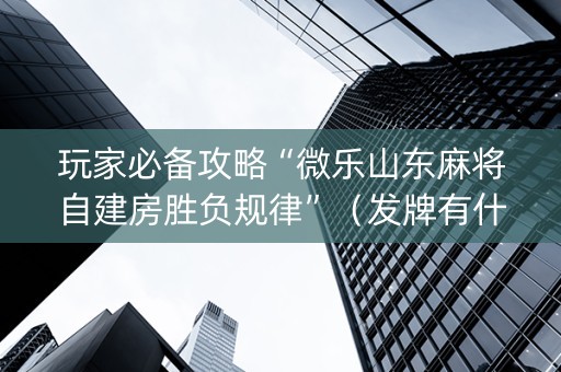 玩家必备攻略“微乐山东麻将自建房胜负规律”（发牌有什么规律吗)