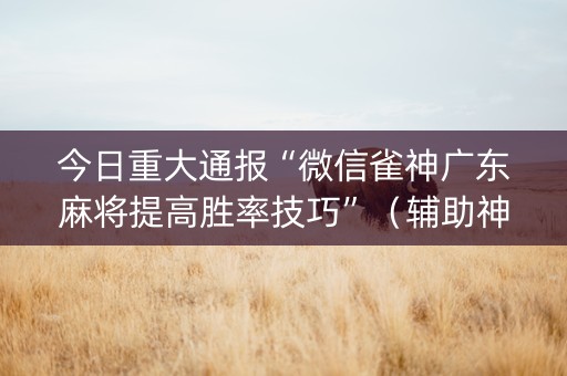 今日重大通报“微信雀神广东麻将提高胜率技巧”（辅助神器免费)