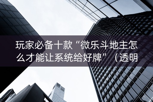 玩家必备十款“微乐斗地主怎么才能让系统给好牌”（透明器教程)
