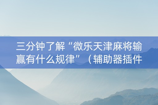 三分钟了解“微乐天津麻将输赢有什么规律”（辅助器插件)