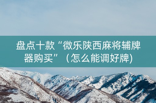 盘点十款“微乐陕西麻将辅牌器购买”（怎么能调好牌)
