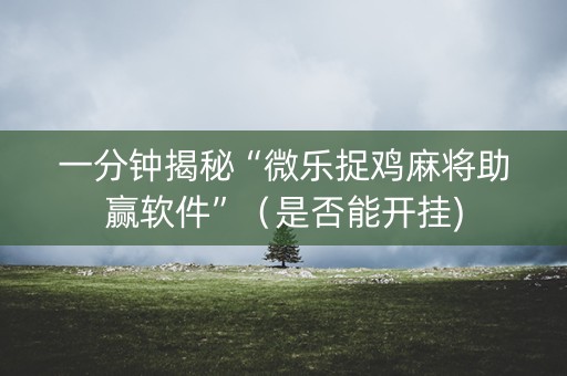 一分钟揭秘“微乐捉鸡麻将助赢软件”（是否能开挂)