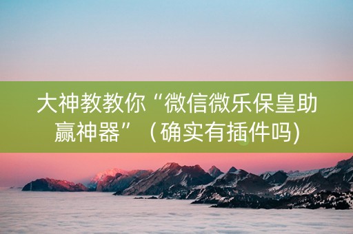 大神教教你“微信微乐保皇助赢神器”（确实有插件吗)