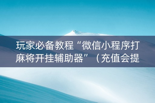 玩家必备教程“微信小程序打麻将开挂辅助器”（充值会提高胜率么)