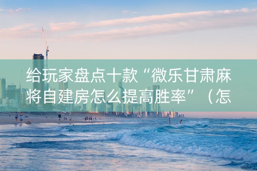 给玩家盘点十款“微乐甘肃麻将自建房怎么提高胜率”（怎么提高胜率)