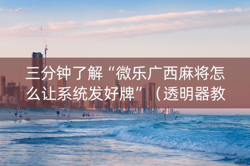 三分钟了解“微乐广西麻将怎么让系统发好牌”（透明器教程)
