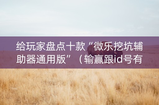 给玩家盘点十款“微乐挖坑辅助器通用版”（输赢跟id号有关系吗)