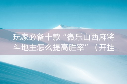 玩家必备十款“微乐山西麻将斗地主怎么提高胜率”（开挂辅助插件)