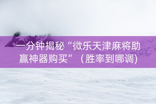 一分钟揭秘“微乐天津麻将助赢神器购买”（胜率到哪调)