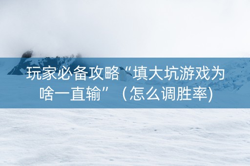 玩家必备攻略“填大坑游戏为啥一直输”（怎么调胜率)