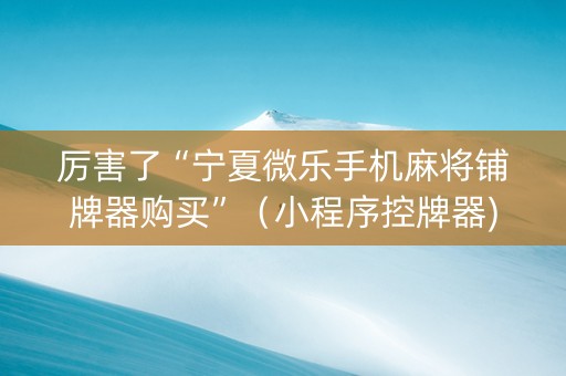 厉害了“宁夏微乐手机麻将铺牌器购买”（小程序控牌器)