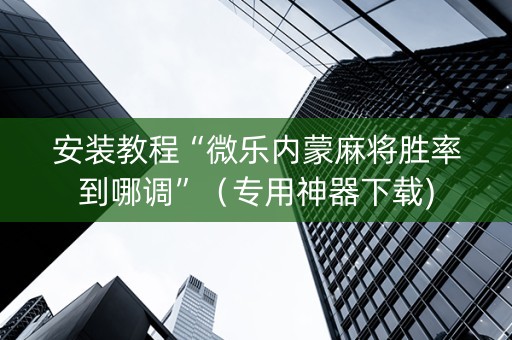 安装教程“微乐内蒙麻将胜率到哪调”（专用神器下载)