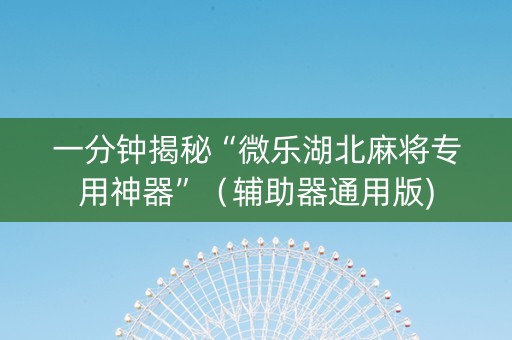 一分钟揭秘“微乐湖北麻将专用神器”（辅助器通用版)
