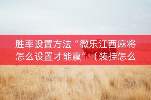 胜率设置方法“微乐江西麻将怎么设置才能赢”（装挂怎么安装)