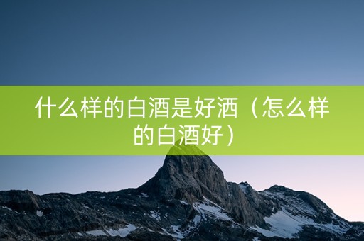 什么样的白酒是好洒（怎么样的白酒好）