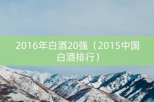 2016年白酒20强（2015中国白酒排行）