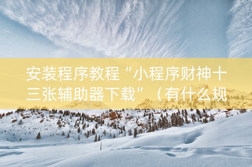 安装程序教程“小程序财神十三张辅助器下载”（有什么规律)