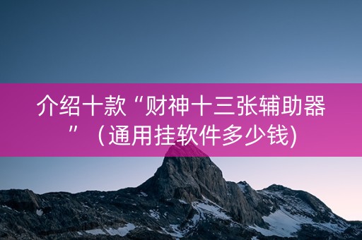 介绍十款“财神十三张辅助器”（通用挂软件多少钱)