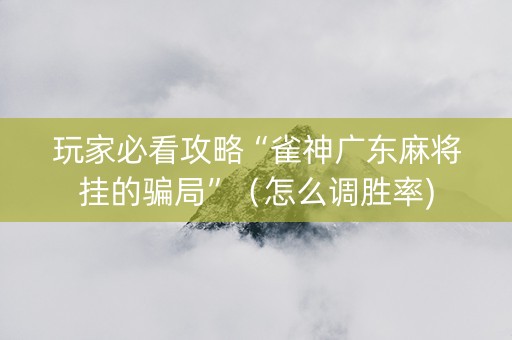 玩家必看攻略“雀神广东麻将挂的骗局”（怎么调胜率)