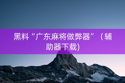 黑料“广东麻将做弊器”（辅助器下载)