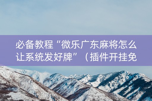 必备教程“微乐广东麻将怎么让系统发好牌”（插件开挂免费AI)