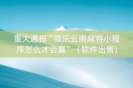 重大通报“微乐云南麻将小程序怎么才会赢”（软件出售)