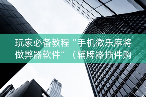 玩家必备教程“手机微乐麻将做弊器软件”（辅牌器插件购买)