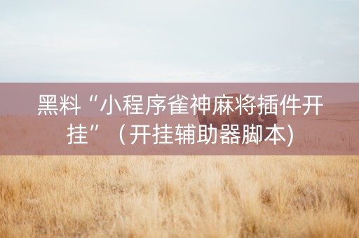 黑料“小程序雀神麻将插件开挂”（开挂辅助器脚本)