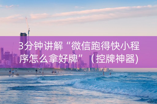 3分钟讲解“微信跑得快小程序怎么拿好牌”（控牌神器)