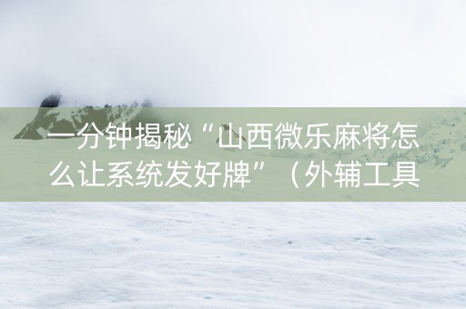 一分钟揭秘“山西微乐麻将怎么让系统发好牌”（外辅工具)