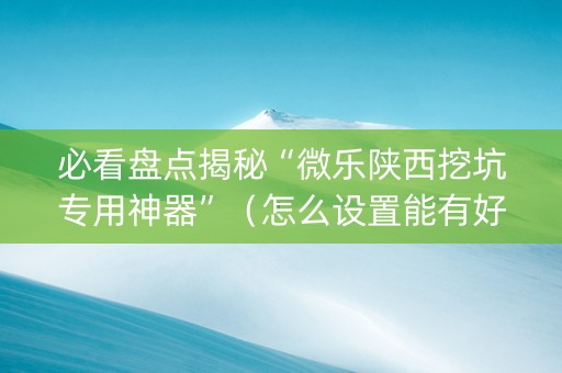 必看盘点揭秘“微乐陕西挖坑专用神器”（怎么设置能有好牌)