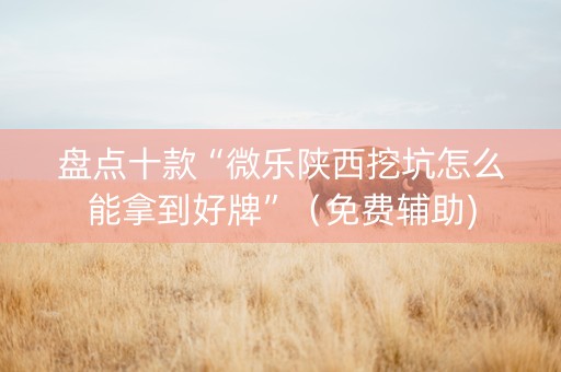 盘点十款“微乐陕西挖坑怎么能拿到好牌”（免费辅助)