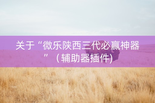 关于“微乐陕西三代必赢神器”（辅助器插件)