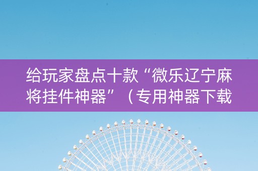 给玩家盘点十款“微乐辽宁麻将挂件神器”（专用神器下载)