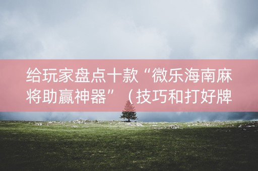 给玩家盘点十款“微乐海南麻将助赢神器”（技巧和打好牌方法)