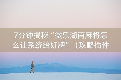 7分钟揭秘“微乐湖南麻将怎么让系统给好牌”（攻略插件)