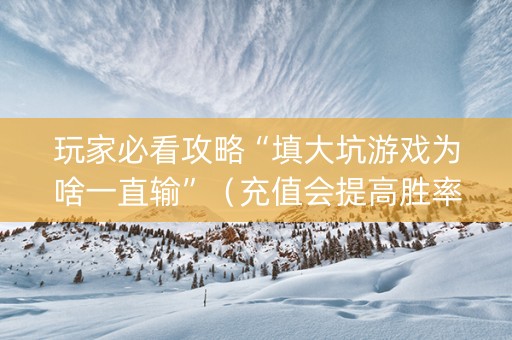 玩家必看攻略“填大坑游戏为啥一直输”（充值会提高胜率么)