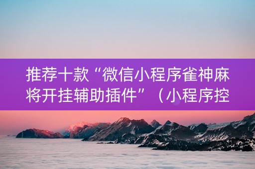推荐十款“微信小程序雀神麻将开挂辅助插件”（小程序控牌器)
