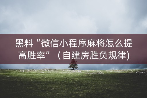黑料“微信小程序麻将怎么提高胜率”（自建房胜负规律)